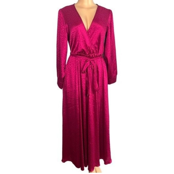 Alexa B Nites Fuchsia Long Sleeve Animal Print Maxi Dress Size 8 vintage - Picture 9 of 9